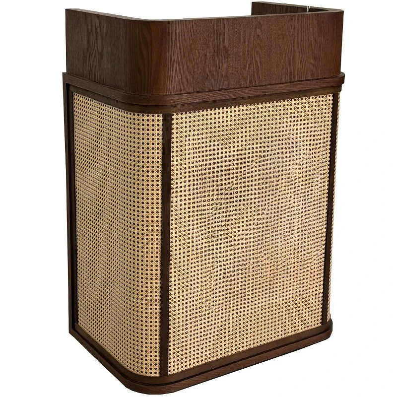 Simple rattan solid wood restaurant, welcome desk at the entrance of the restaurant, reception desk