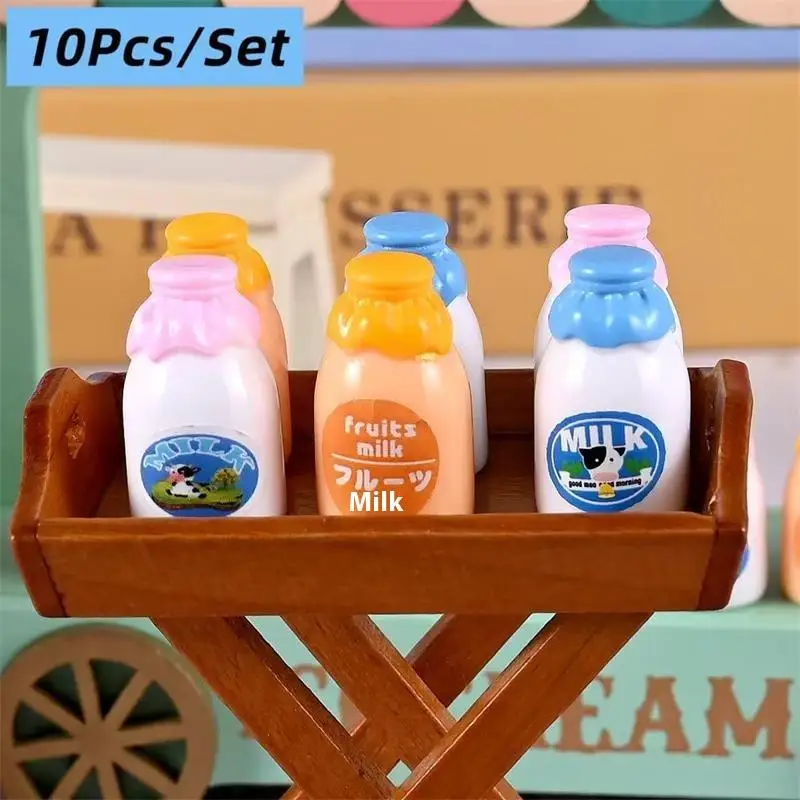 10 pezzi di miniature di bottiglie di latte giapponesi per casa delle bambole, modello di convenienza, accessori di casa delle bambole, giochi di finzione per bambini, regali