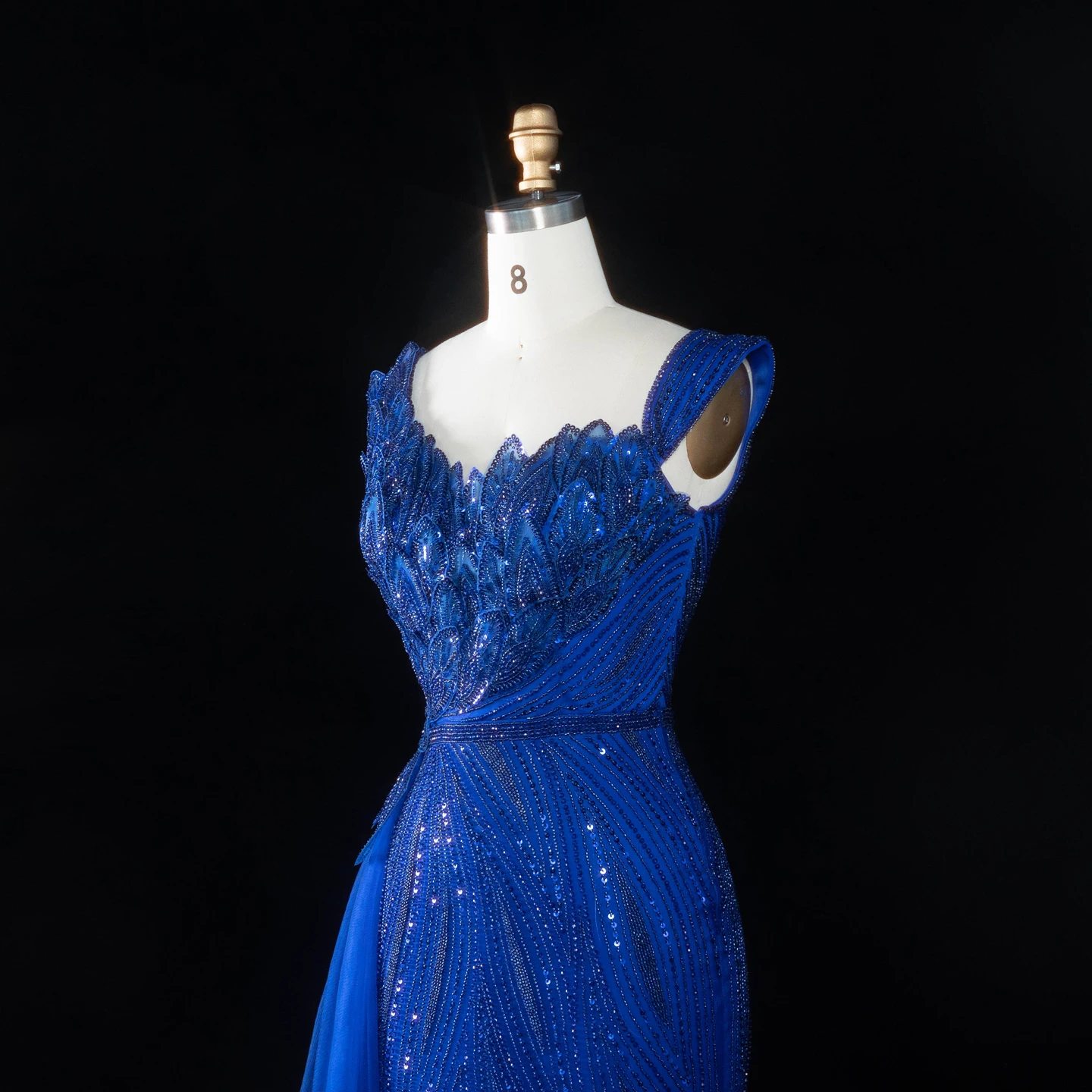 Sharon Said Fuchsia Abendkleid, schulterfrei, 3D-Blattstickerei, seitlicher Tüllfall, Meerjungfrauen-Schnitt, formelle Partykleider, SS106, maßgeschneidert – Detail 23