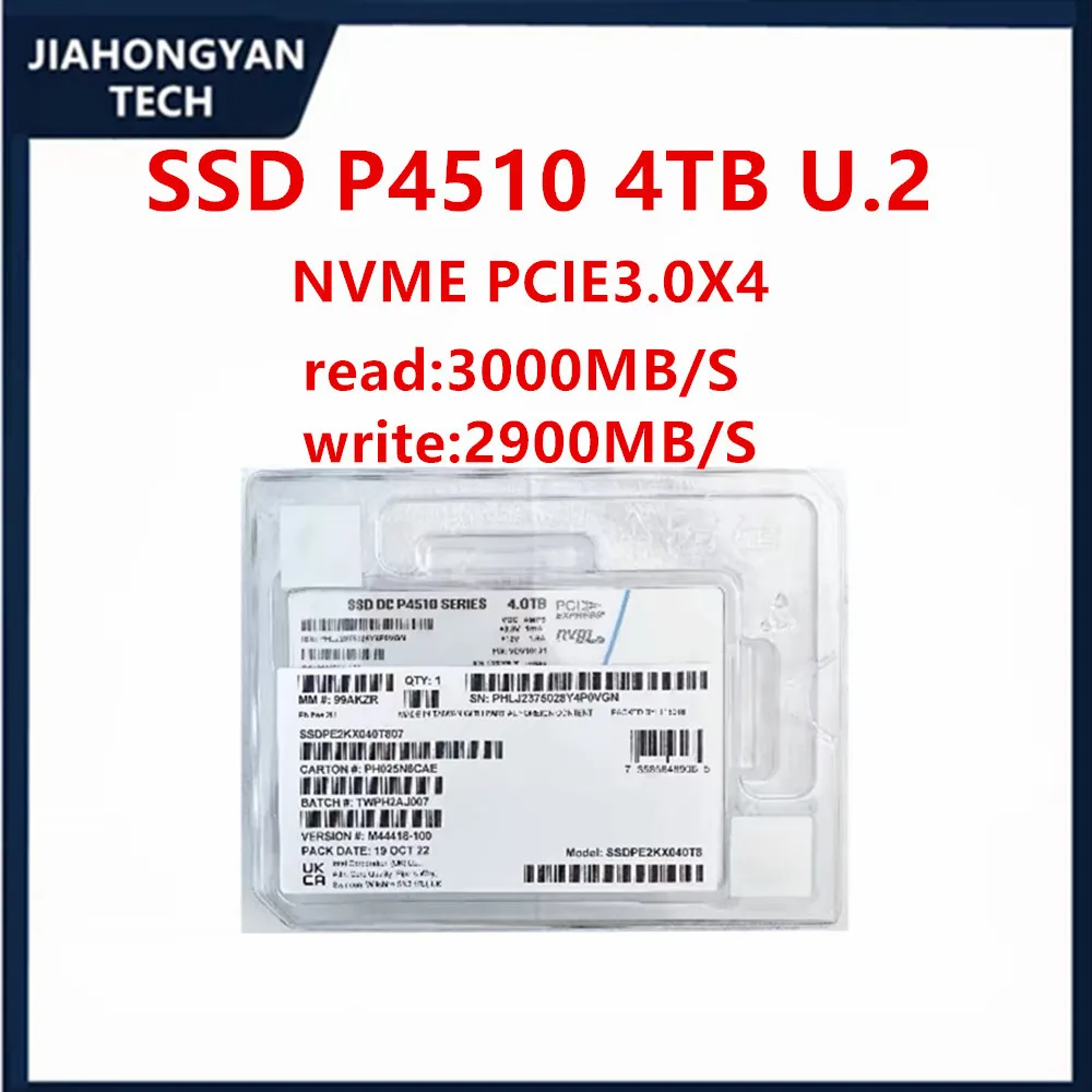 인텔 SSD P4510 2T 1T 4T 8T 엔터프라이즈 U.2 인터페이스 NVME 프로토콜용 정품, 신제품 