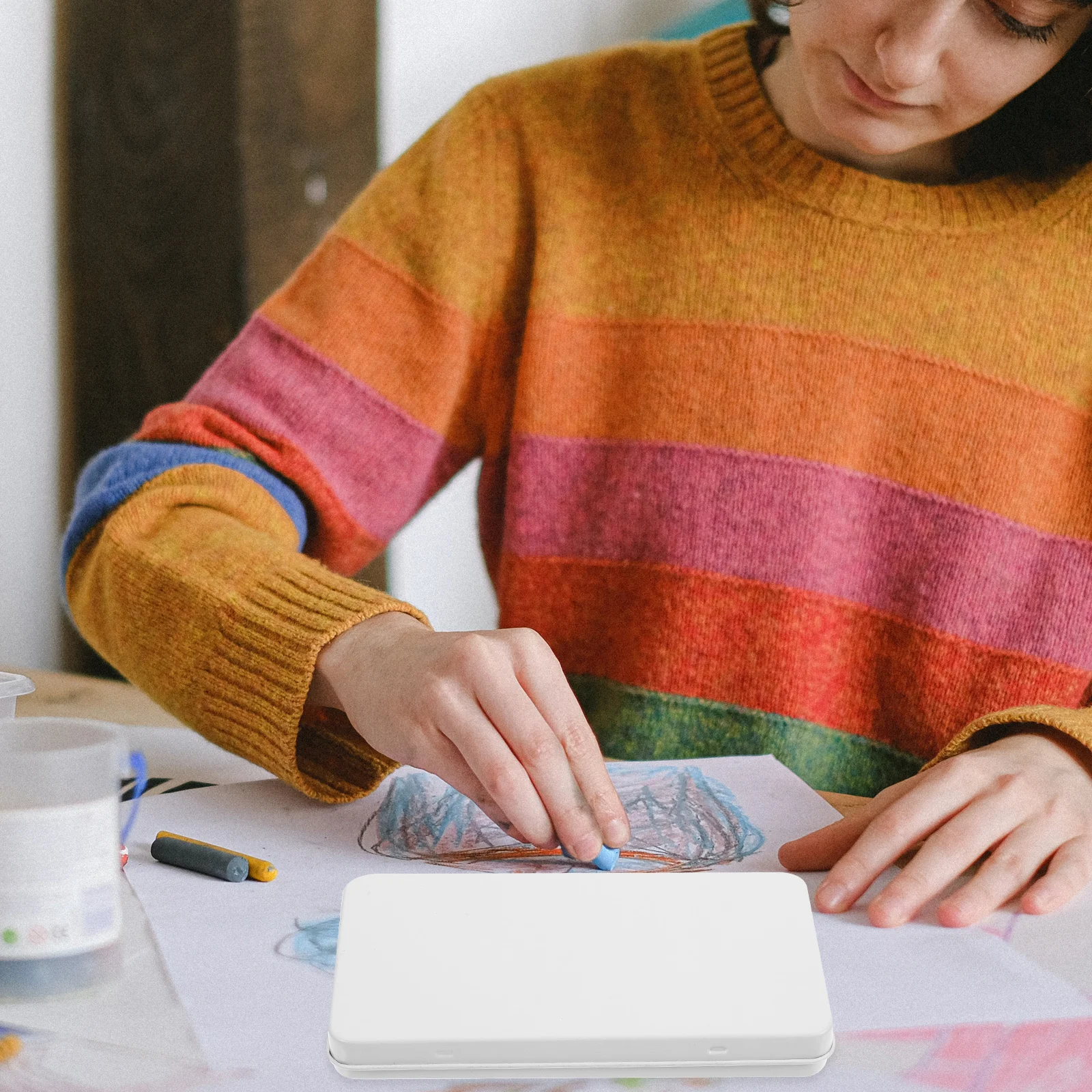 

1 set 1 Set Empty Watercolor Tin Paint Box Portable Pigment Holder For Artists Students Kids Color Mixing Palette Pan Container