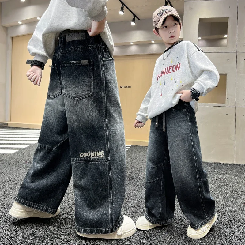 

7-15 Years Old2025 Spring And Autumn Embroidered Jeans Temperament Versatile Loose High Quality Fashion Street Style