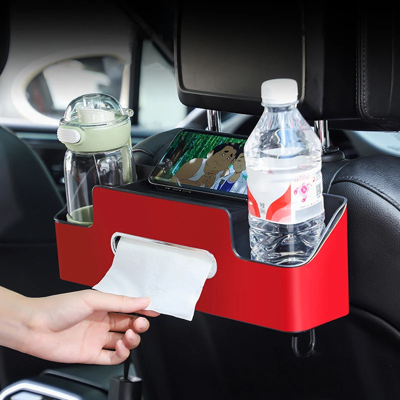 Organizador para respaldo de asiento de coche, caja de almacenamiento ABS para reposacabezas de coche con portavasos, bandeja de mesa para asiento trasero de coche, accesorios interiores, 1 ud.