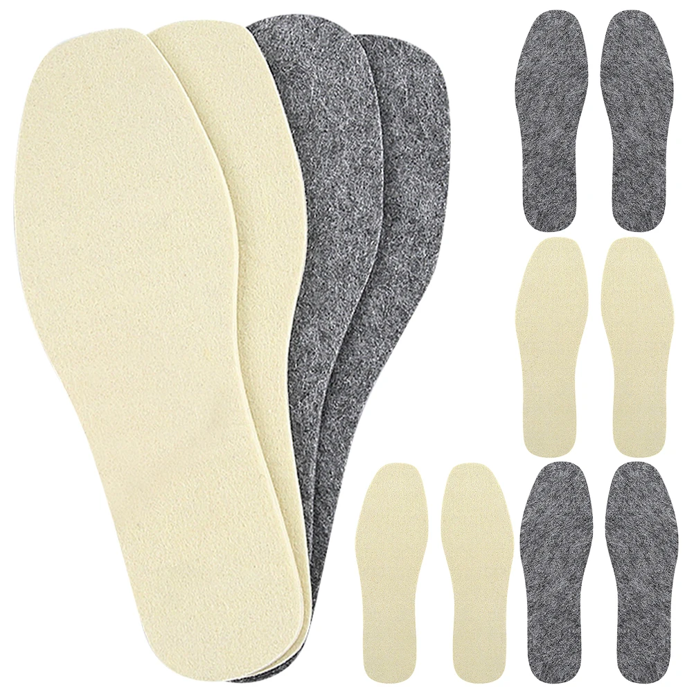 

6 Pairs 5mm Gray 6mm White Wool Insoles Thick Warm Full Sole Inserts for Women Shoes Boot Pads Winter Fiber Heating