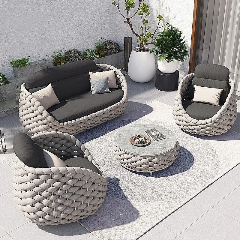 Outdoor sofa coffee table combination living room villa courtyard waterproof outdoor garden balcony leisure rattan furniture