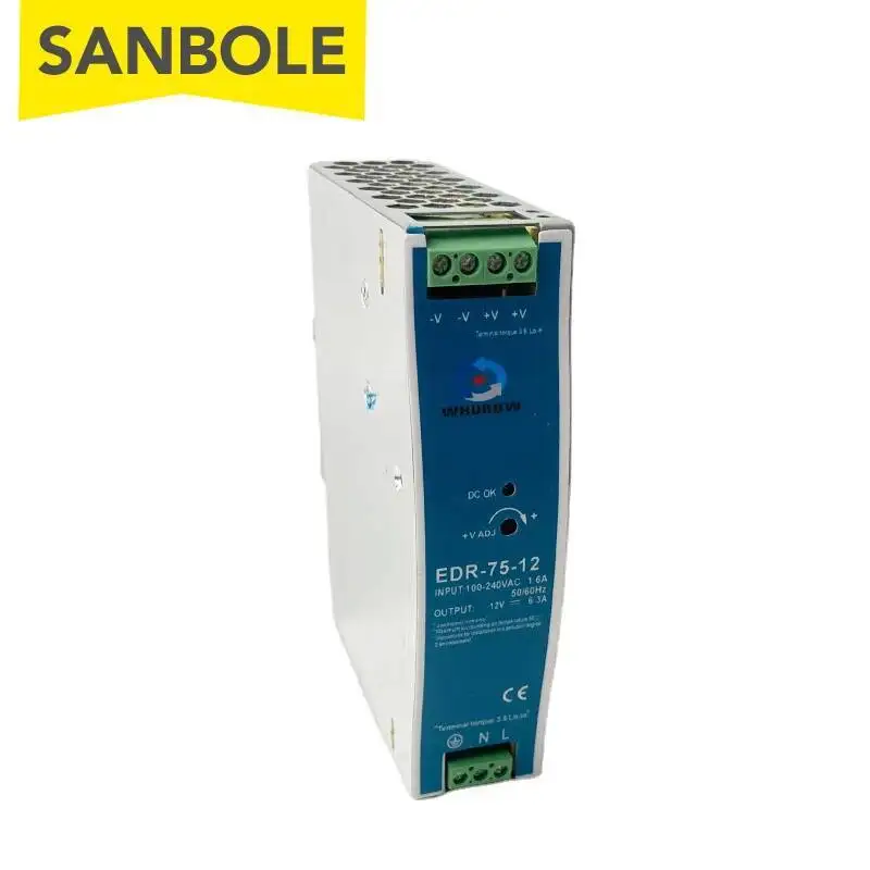 EDR-75-24 التبديل إمدادات الطاقة 75W 12V 24V 48V دليل الدين السكك الحديدية تصاعد نوع مصدر محول AC DC المعادن قذيفة LED قطاع #3