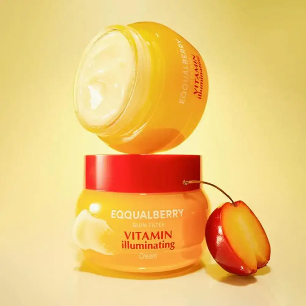 Korean Original EQQUALBERRY Cherry Vitamin C Brightening Face Cream For Antioxidant Improve Skin Dullness Moisturizing Skin Care
