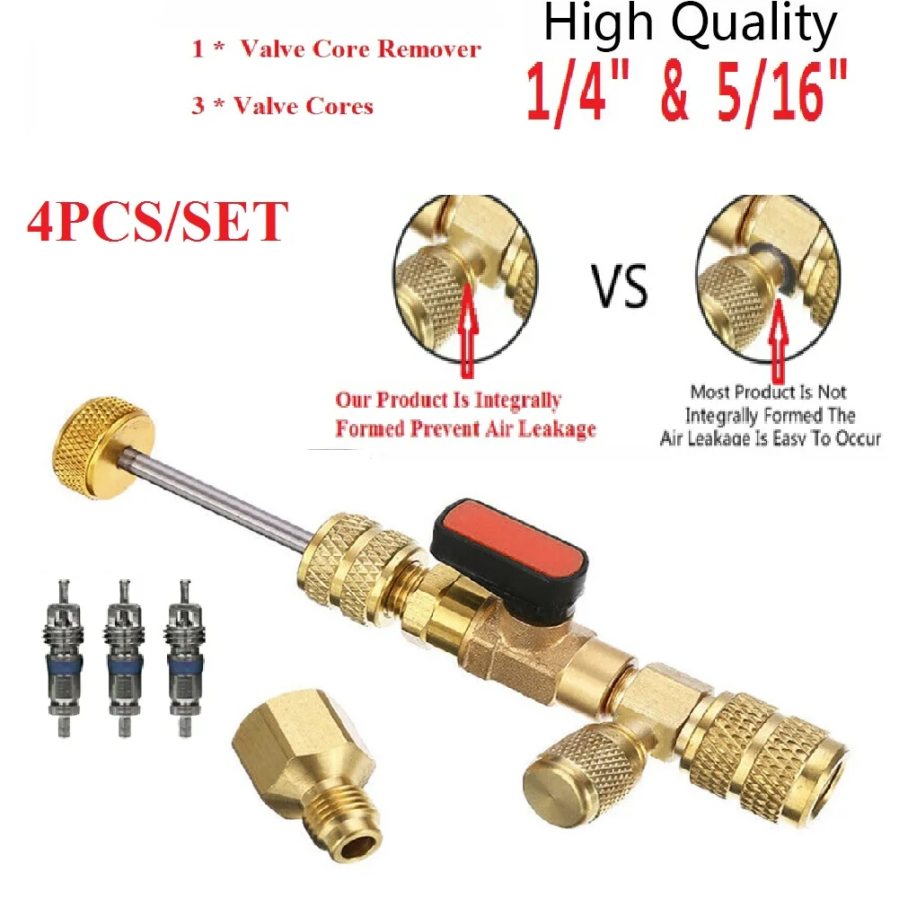 Tool with Dual Size 1/4 & 5/16 Port for R12 R22 R410A HVAC System Loading and unloading tool Valve Core Remover Installer