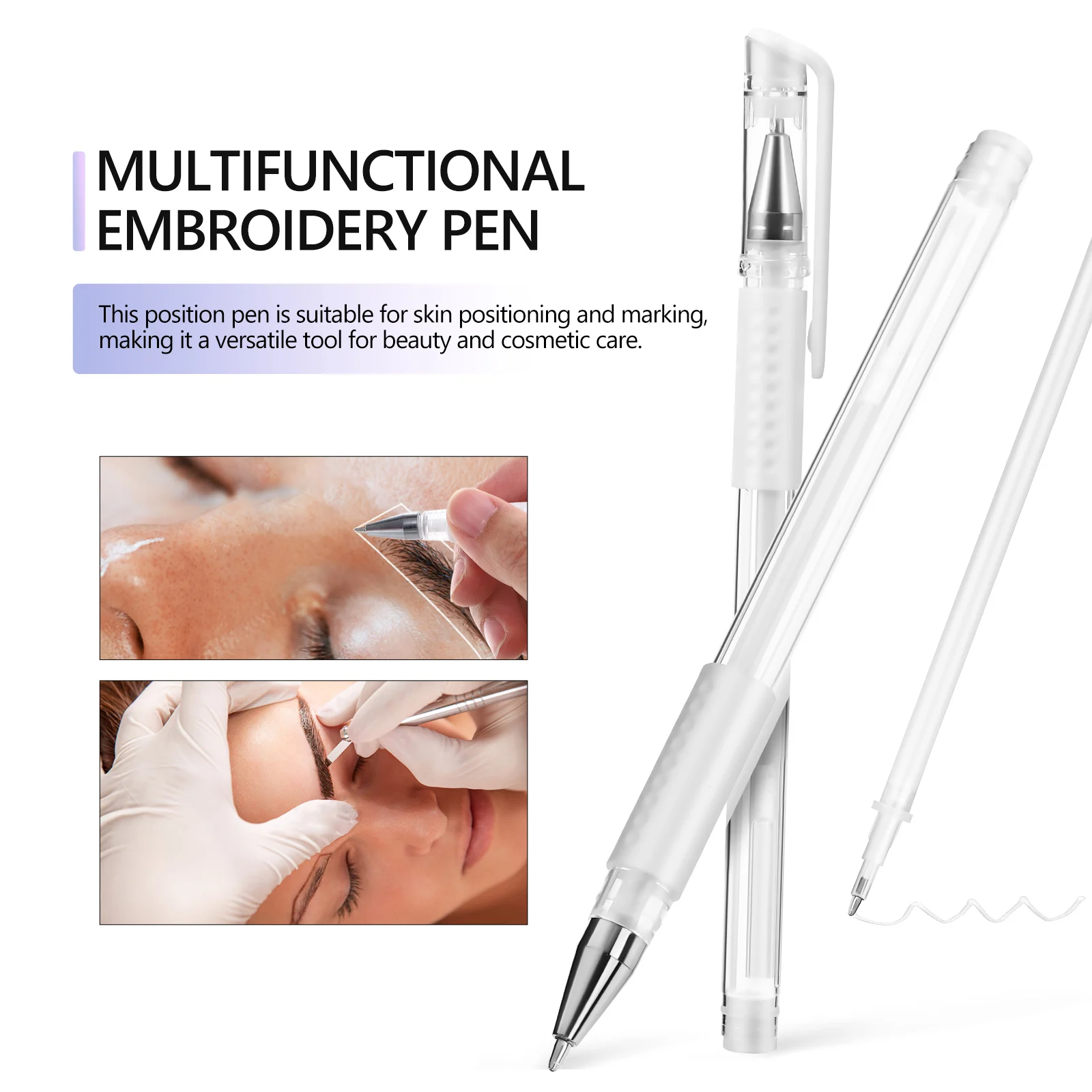 

3Pcs Skin Marking Pen Waterproof Tattoo Pen Precise Positioning Comfortable Grip Versatile Beauty Tool Multiple Refills