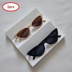 2 pezzi occhiali da sole Cat Eye da donna occhiali da sole a triangolo con montatura piccola moda Unisex Classic Summer Outdoor UV400 Shades Eyewear