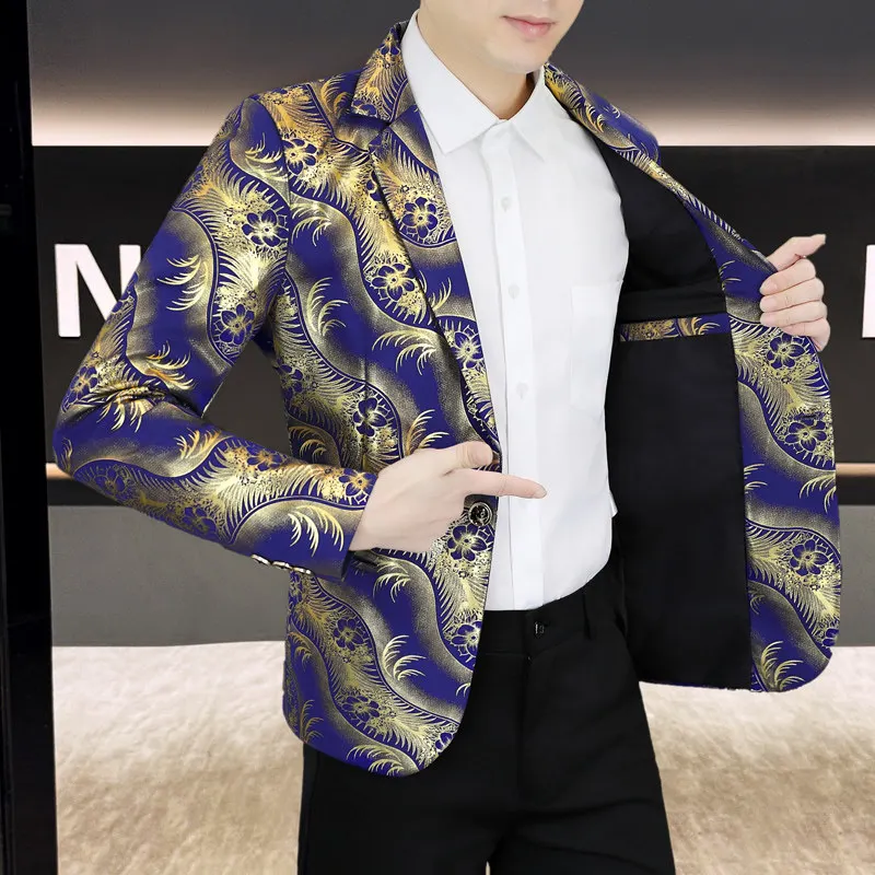 

Fall New Sle Men's Casual Faionable Busin Suit Jaet Youthful Ele All-Match Polyester Fiber Long Sve Coat