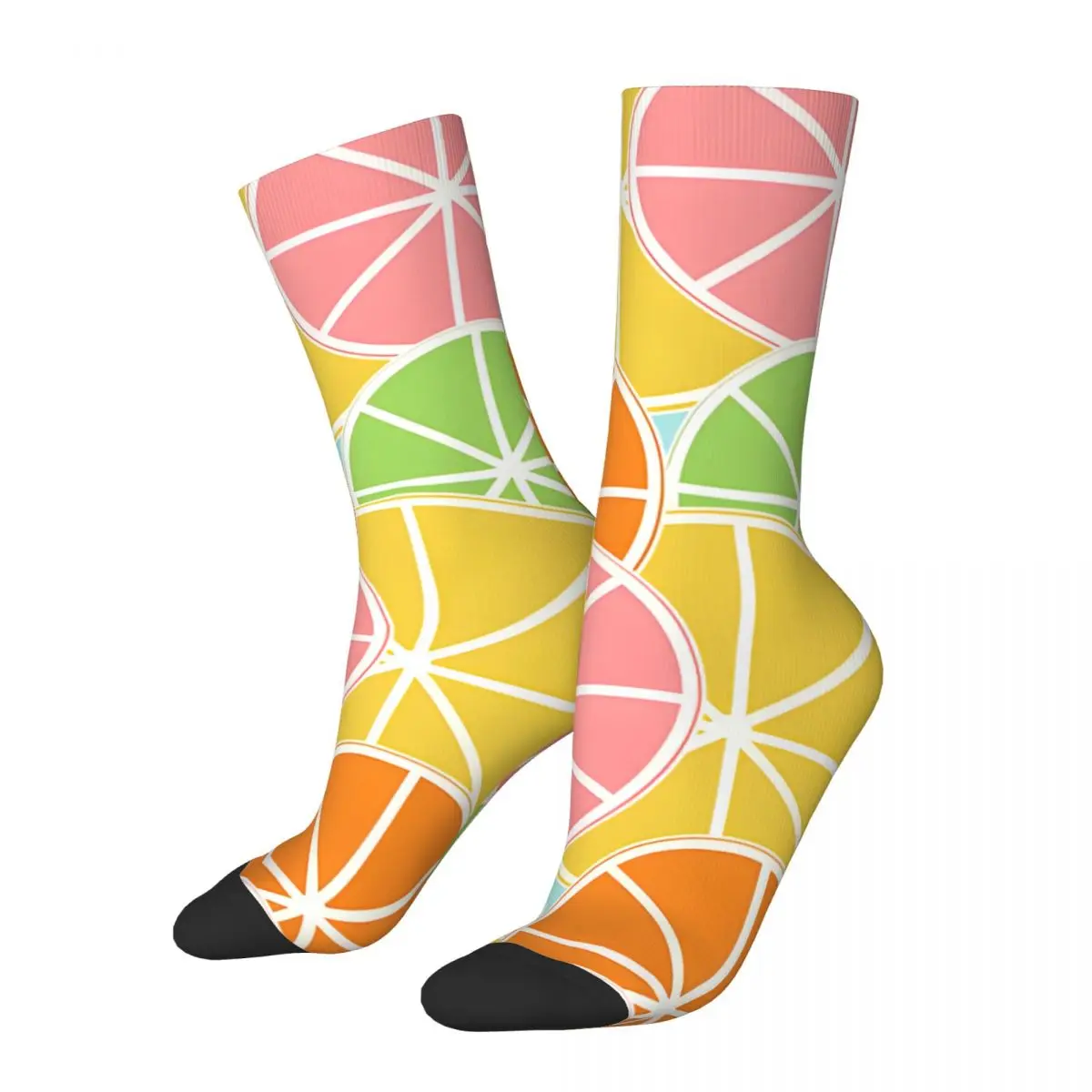 Vintage Blue Citrus Circus Men's compression Socks Unisex Street Style Seamless Printed Novelty Crew Sock