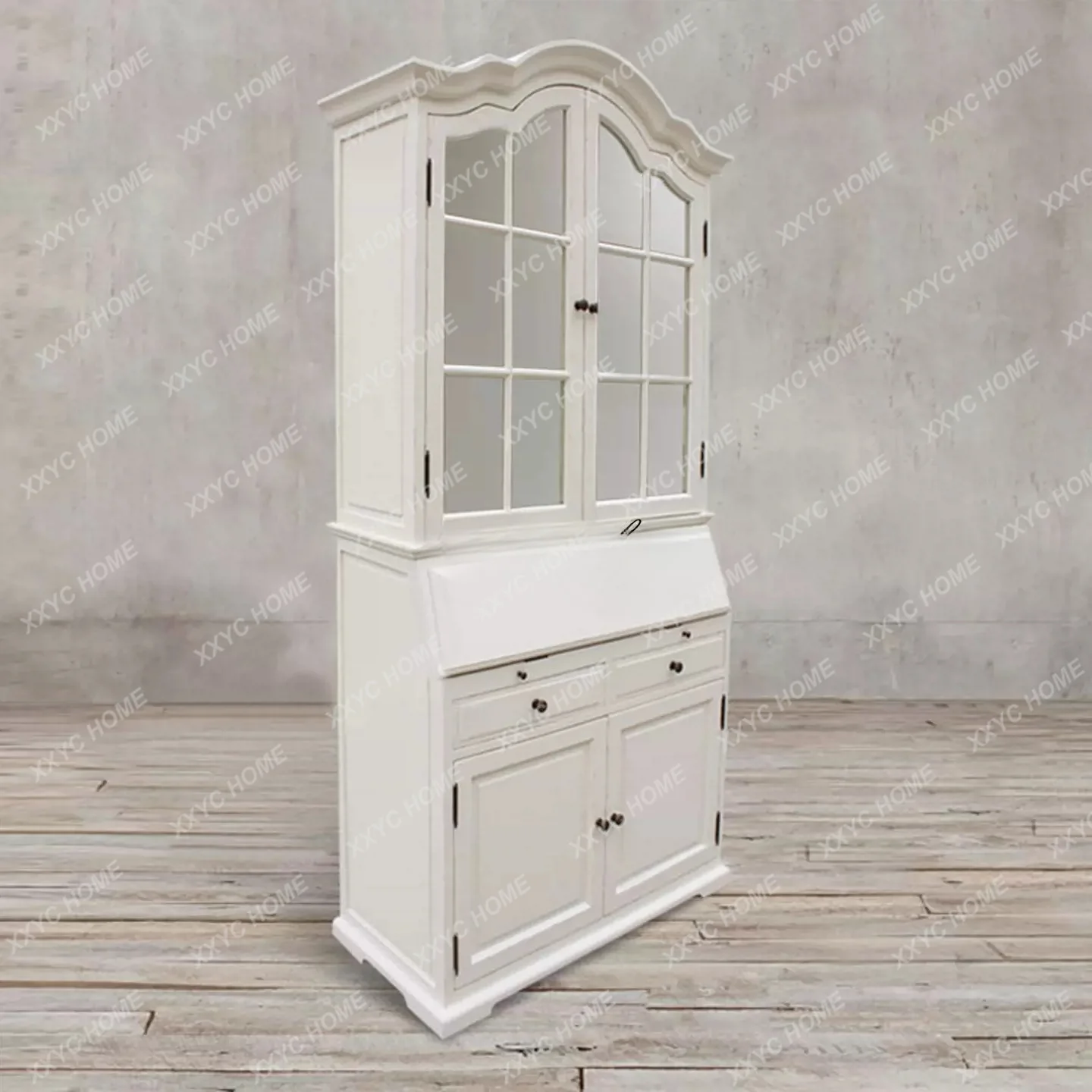 Side cabinet retro old solid wood dome multi-functional glass door bookcase writing desk display case