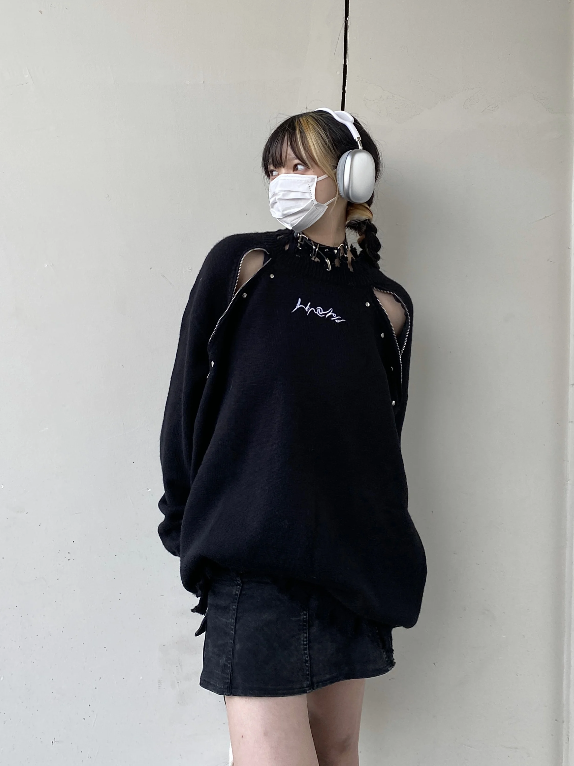 

k Sle Zipper oulder Loose Knitted Sweater Trendy Top Design Sensation New Casual Women's Faion Upperwear