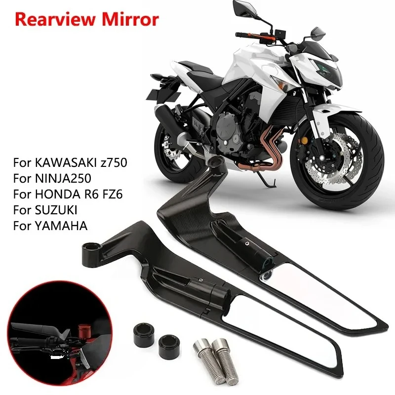Für KAWASAKI z750 NINJA250 HONDA R6 FZ6 SUZUKI YAMAHA Motorrad Flügelspiegel Rückspiegel Drehbar NEU Rückspiegel Seitenspiegel