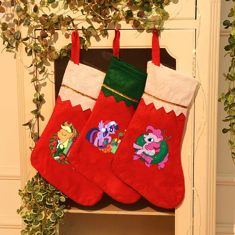 

My Little Ponys Рождественские чулки Подарочные пакеты Новогодний ужин Домашний декор Рождественские украшения Подарочная сумка с принтом персонажей мультфильма