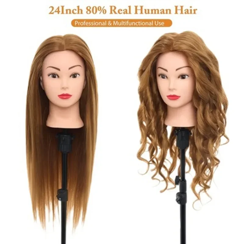 For Hairdressing Short Hair Practice Head Semi Real Hair Model Fake Doll Teaching Perm Disc Braiding Mold