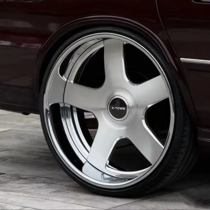 Hot Sale Chrome Silver Deep Dish Lip 17 18 19 20 21 22 24 Jante5x112/5x127/5x108/5x120/5x114.3 Two-piece Rims Forged Wheels 4