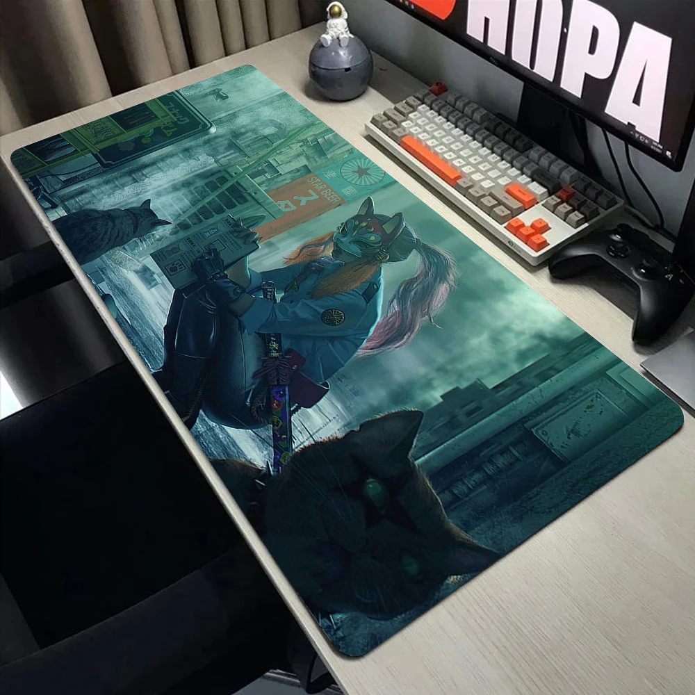 Menina com espada gaming mouse pad anime computador novo xxl teclado almofadas gamers macio escritório tapete de mesa velocidade desktop mousepad