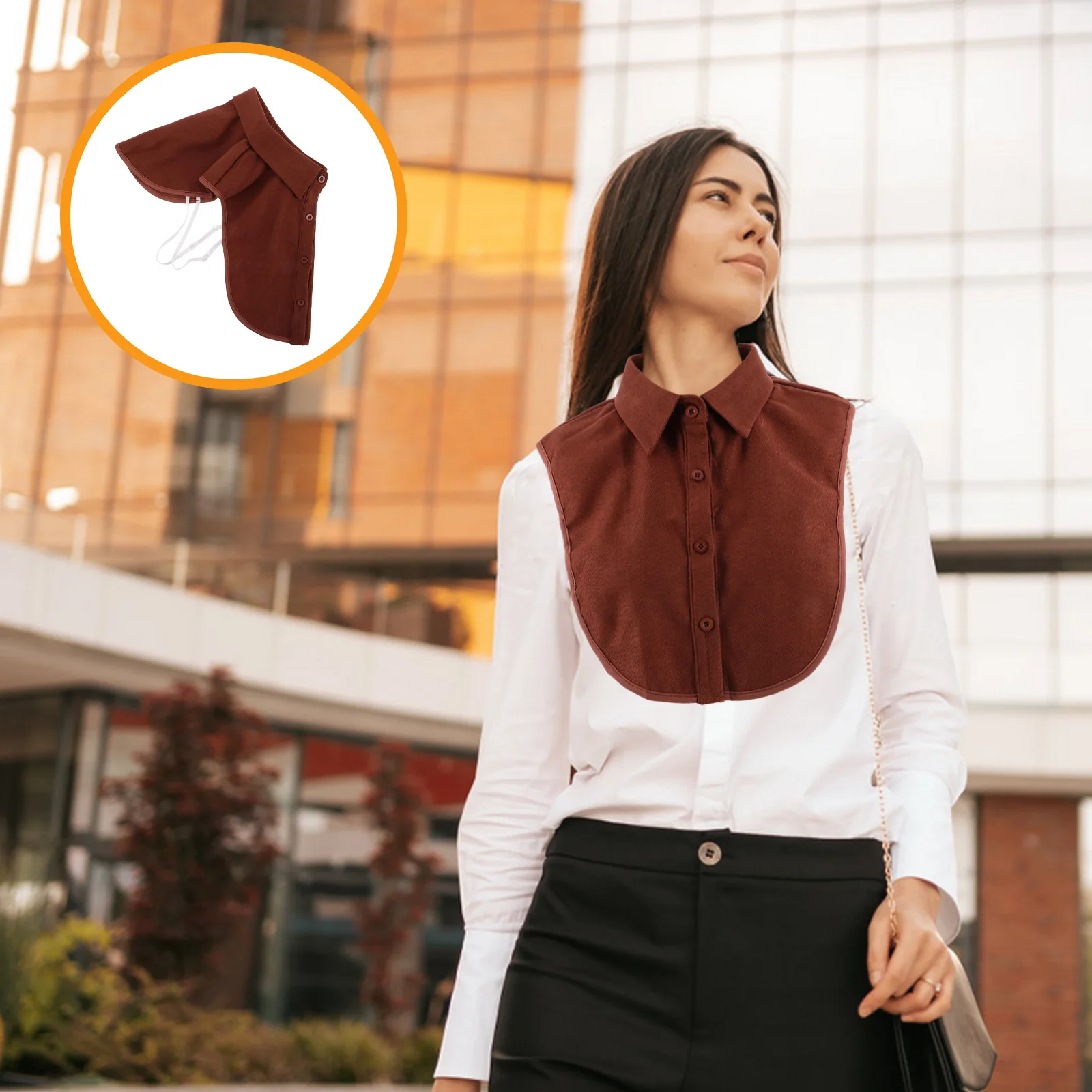 

Fake Collar Shirt Miss Shirts for Women Half Polyester Attached Detachable Blouse
