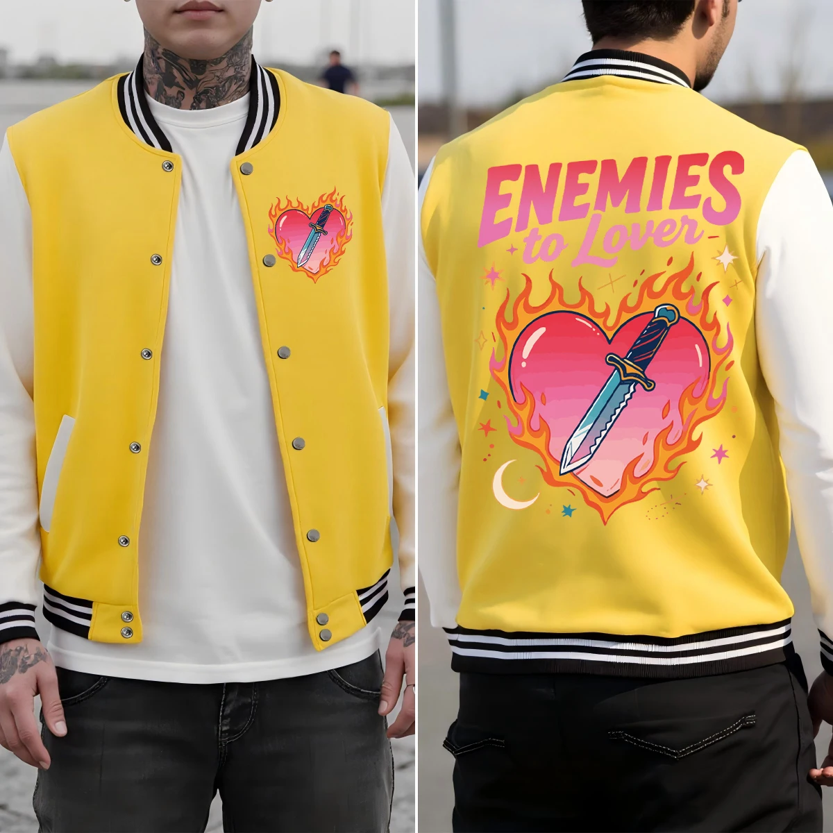 

Enemies To Love Fire Heart с принтами, бейсбольная форма, мужская свободная мягкая одежда, модные американские куртки, осенняя хлопковая спортивная одежда