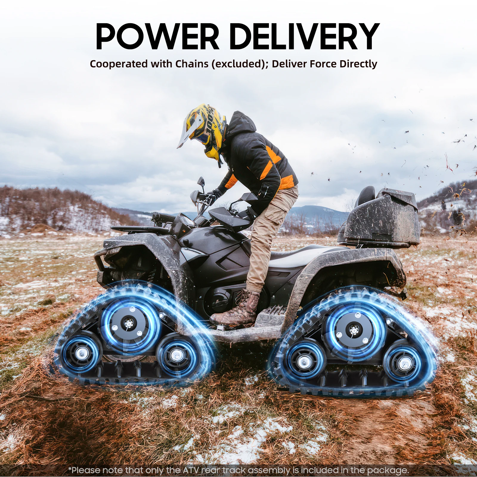 المحور الخلفي ATV مع عجلات مثلثة قابلة للدوران - معدن عالي الجودة، سطح إطار كبير لتحسين الاحتكاك، قرص فرامل لـ #1