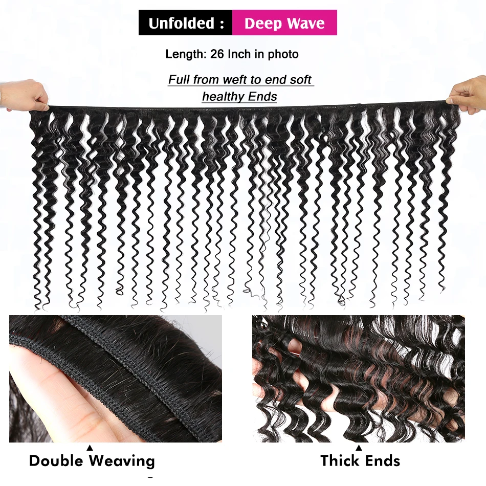 Onda Profunda Pacotes De Cabelo Humano Com Fechamento 12A Malásia Pacotes Profundos Encaracolados Com 4X4 HD Transparente Lace Encerramento Remy Extensões