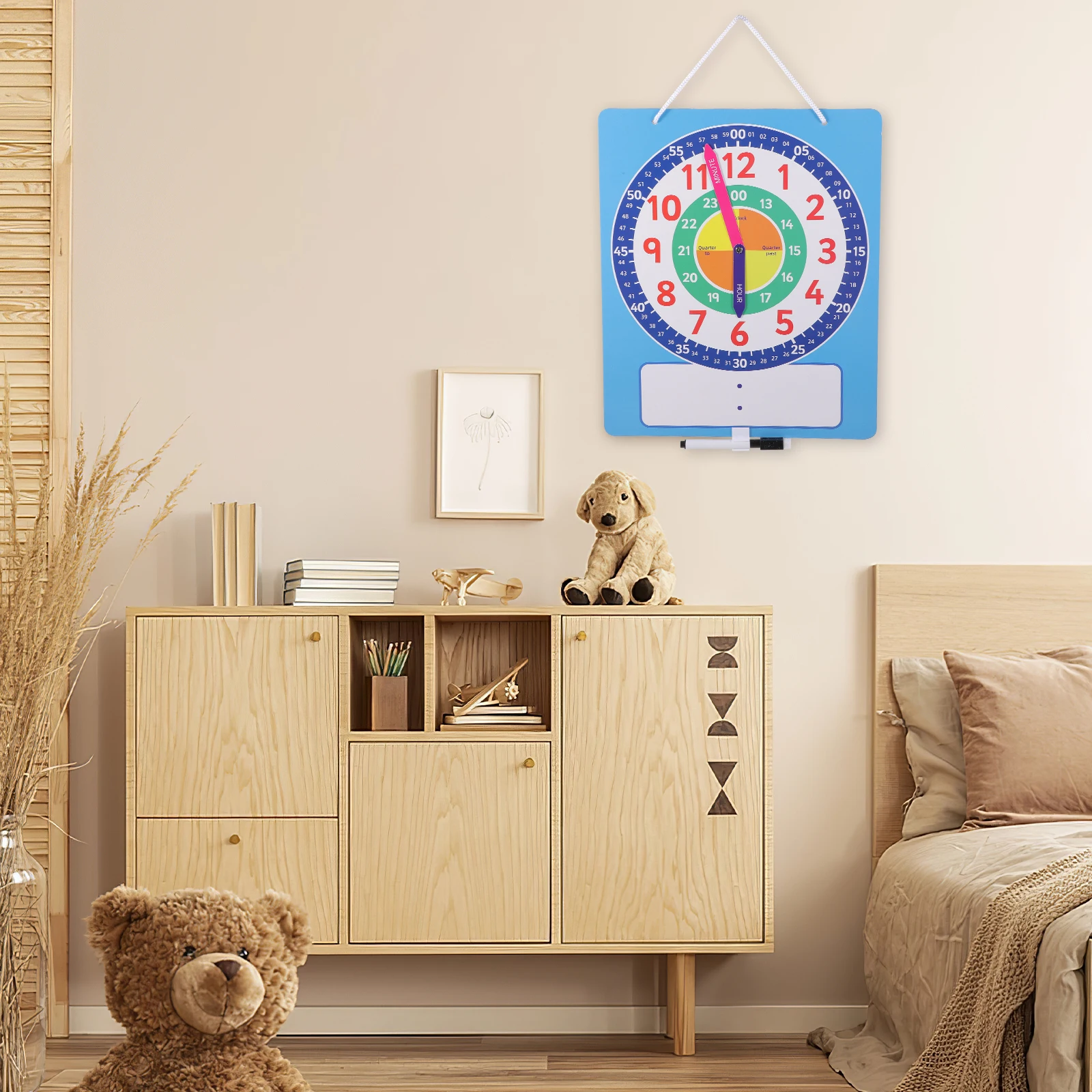 

1 Set Kids Learning Time Cognition Writing Board Dry Erase Clock Teaching Tool For Preschool Ages 3-7 Educational Clock For