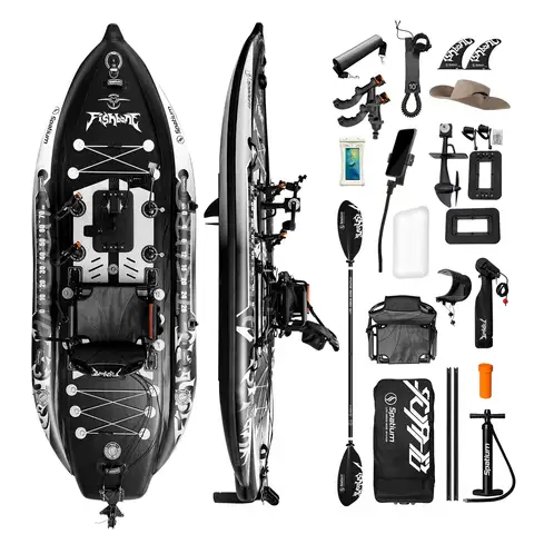 Spatium Fishing Kayak Boat Pedal Power System Orientation System Foot Pedal Fishing Boat, 11'*48"*6",Carrying Capacity 660 LBS