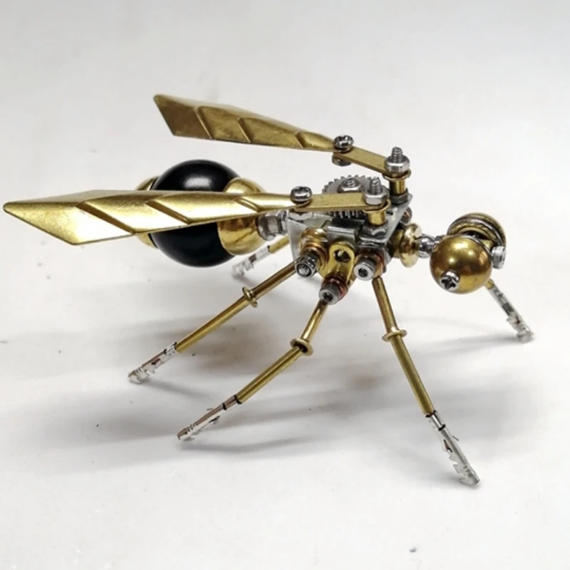 DIY Metal Assembly Little Wasp Model Kits Steampunk Mechanical Insects Ornament Handmade 3D Puzzels Toy for Kids Adults Gift