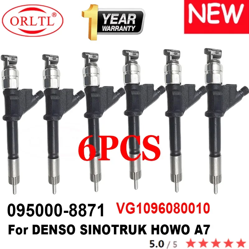 

6pcs Genuine 095000-8871 VG1038080007 New Diesel Fuel Common Rail Injector 9709500-887 VG1096080010 095000 8871 For HOWO Truck