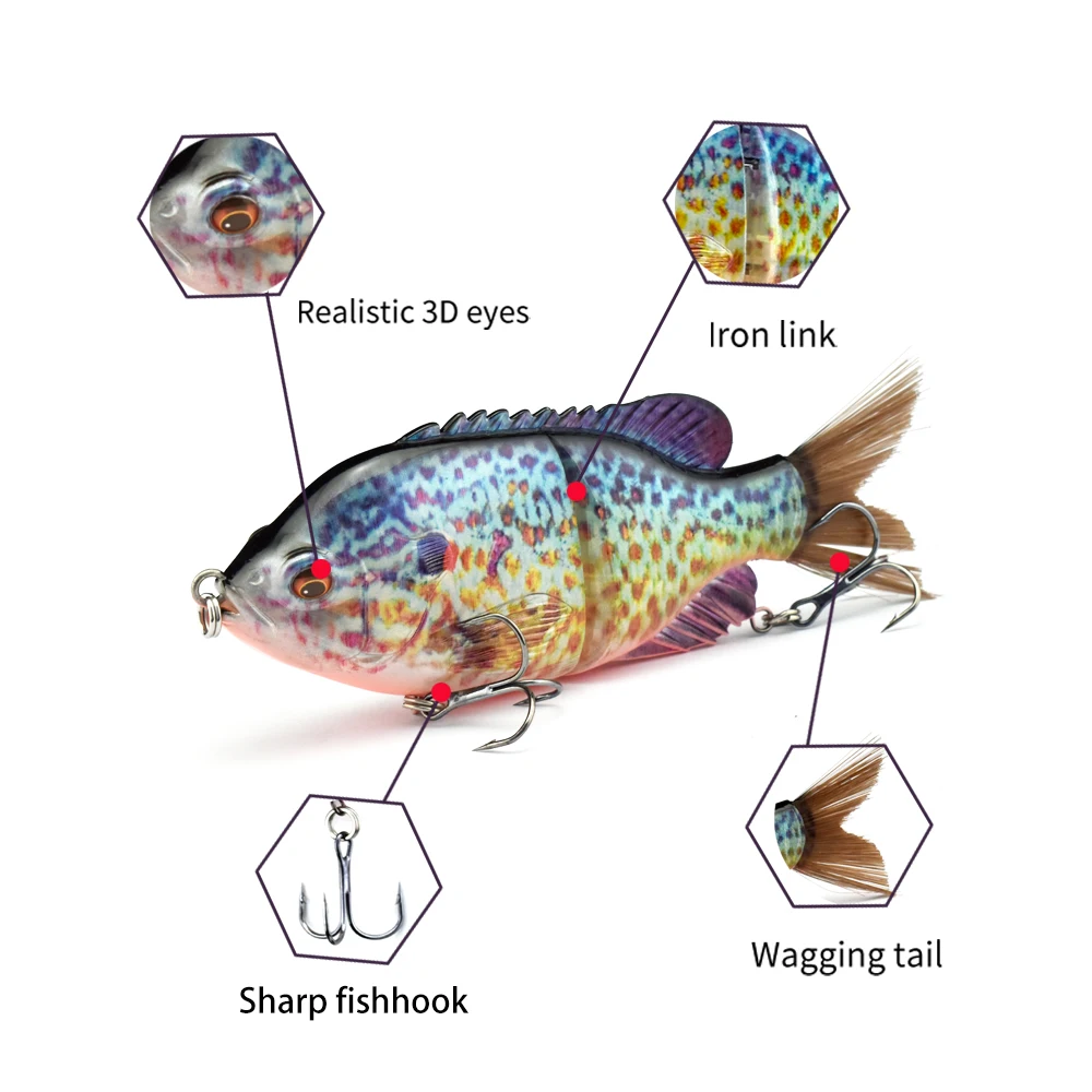 5.5 بوصة Bluegill الأسماك بطيئة غرق الطعم البلاستيك الاصطناعي صيد السمك معدات صيد الأسماك Bluegill الإنزلاق الطعم #1