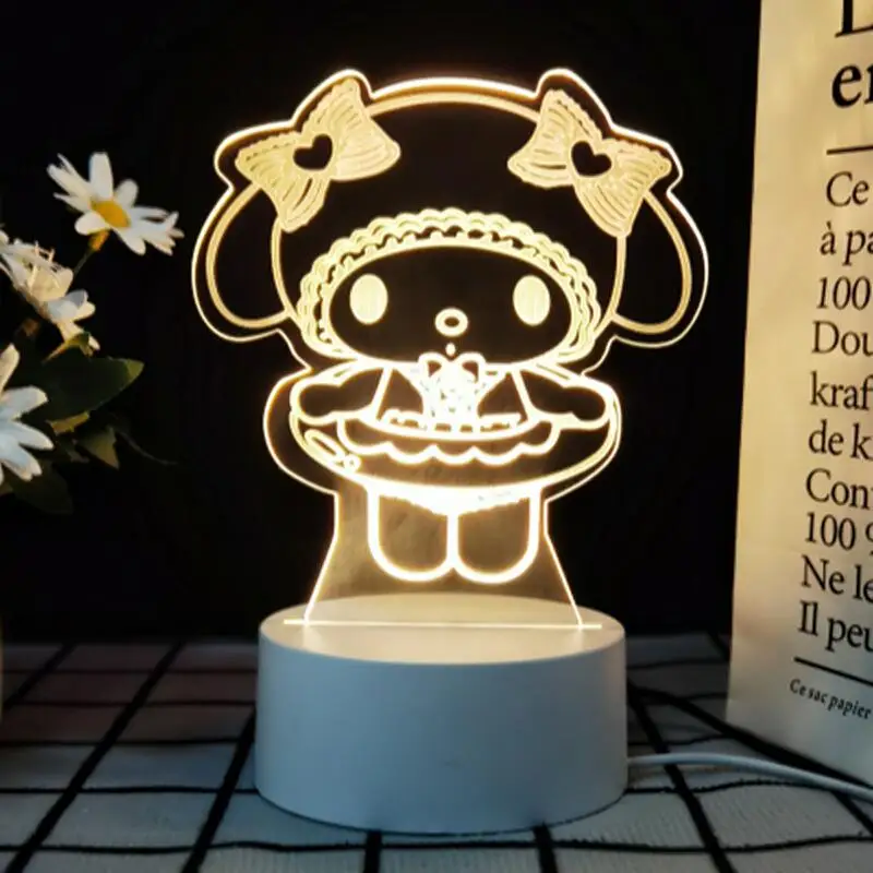 Sanrio Hello Kitty 3D Night Light Kawaii Anime Fashion Colorful Atmosphere Desk Lamp Desktop Small Ornament Study Lamp New Style
