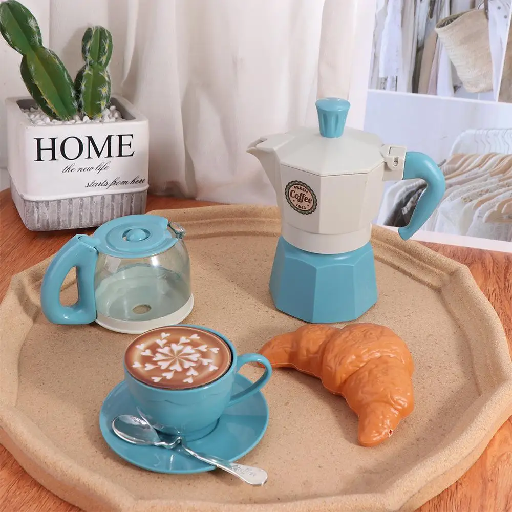 Coffee Machine Simulation Coffee Set Kettle Snack Minature Food Play House Pretend Play Kitchen Afternoon Tea Gift