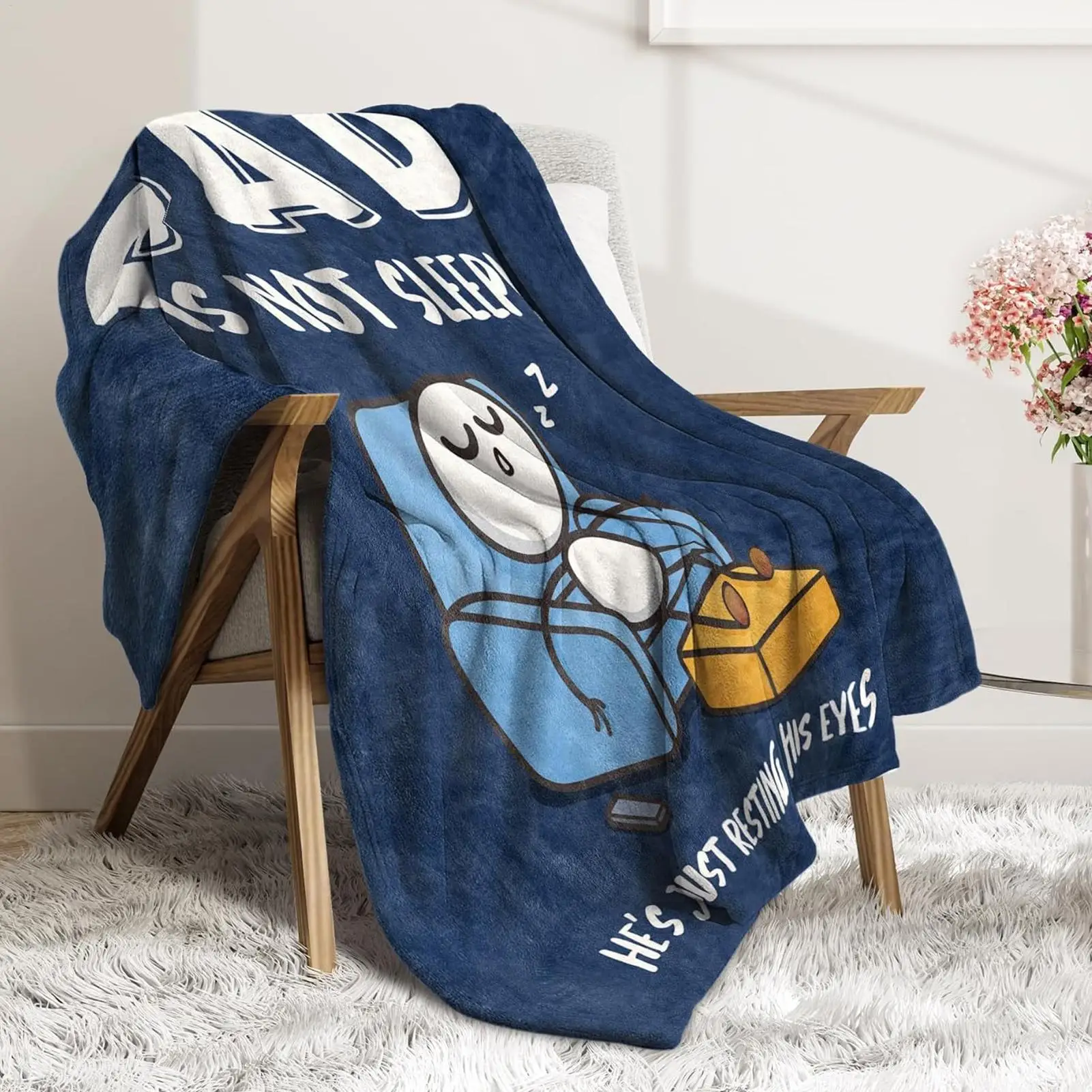 Fathers Day Gifts Funny  Dad is Not Sleeping Sofa Throws Blanket  For Dad Birthday Present From Daughter or Son