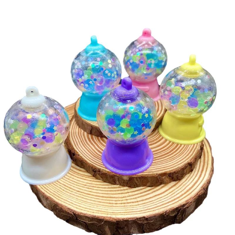 2024 Kawaii Decoration Gacha Machine Colored Beads Pinch Wet Squish Toy Gift Vent for Kids Pull Up TPR Soft Rubber Gacha Machine