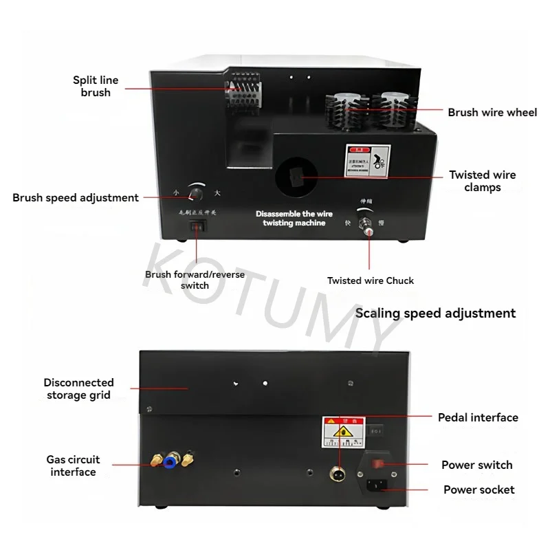 3 Brush Wire Twisting Machine Uniform Rotation Speed Stable Motor For Wiring Factory Mass Cable Continuous Wire Twisting Tasks