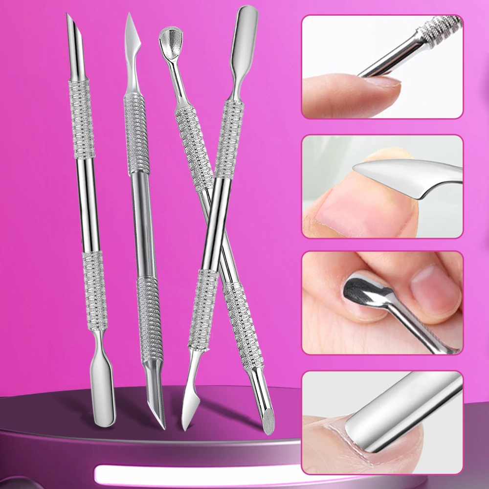 

1PCS Dead Skin Pusher Nail Fork Nipper Stainless Steel Pusher Nail Cuticle Remover Manicure Nail Art Tool