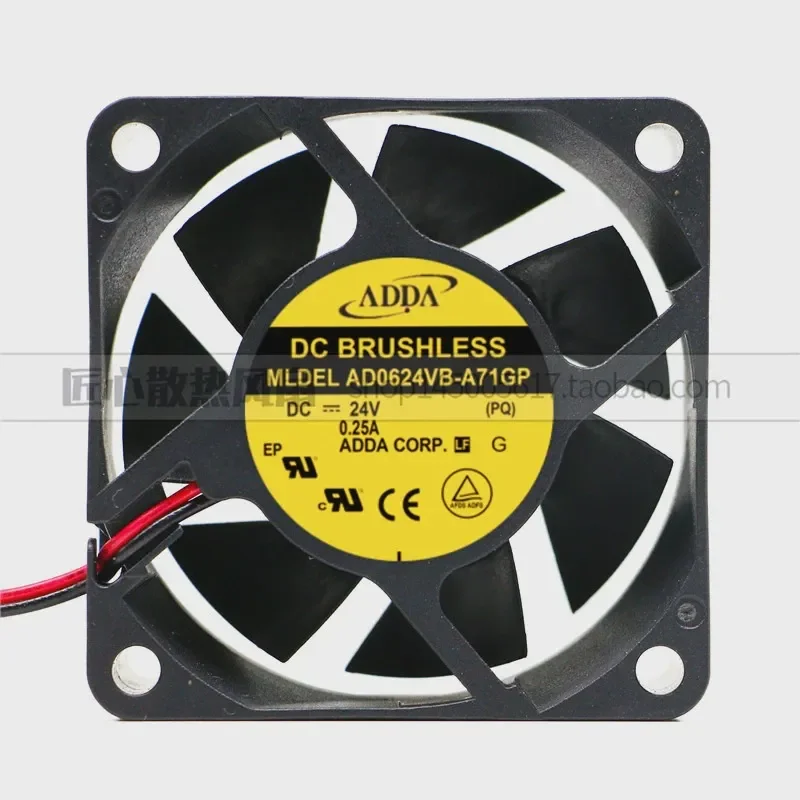 Original ADDA AD0624VB-A71GP 24V 0.25A 6025 6CM Two-Wire Cooling Fan for Electronic Devices