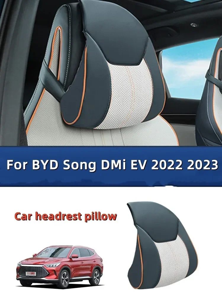 

For BYD Song Plus DMi EV 2022 2023 Headrest Pillow Car Seat Neck Cushion Breathable Leather Car Seat Head Neck Rest Pad