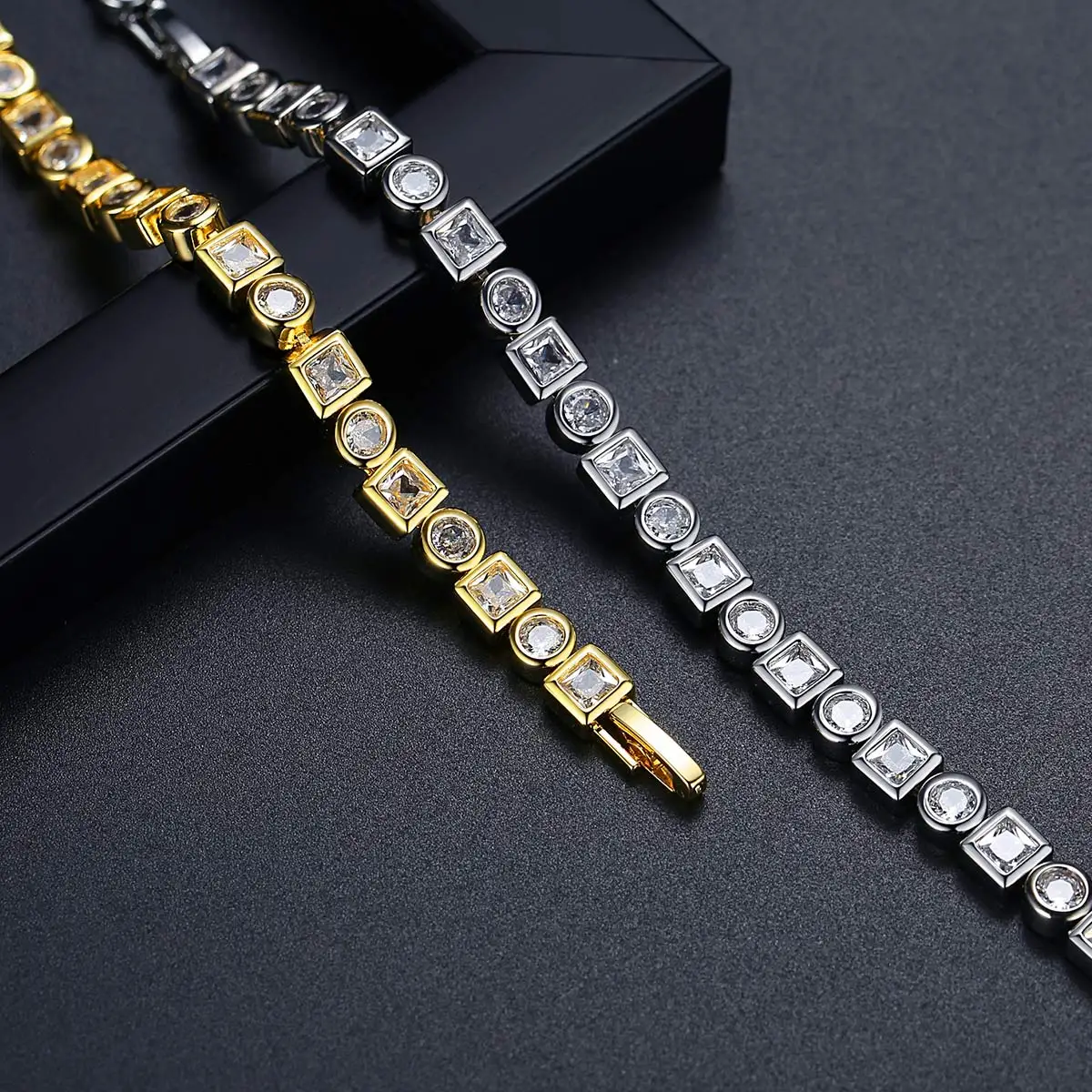 LUOTEEMI Luxury Tennis Bracelets Cubic Zirconia Elegant Iced Out Trendy Chains Crystal Women\'s Jewelry for Party Daily Accessory