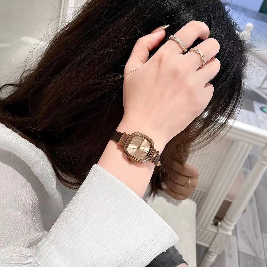 Винтажные квадратные часы с бриллиантами для женщин, модные кожаные кварцевые часы, роскошные женские наручные часы, подарки Relogio Feminino