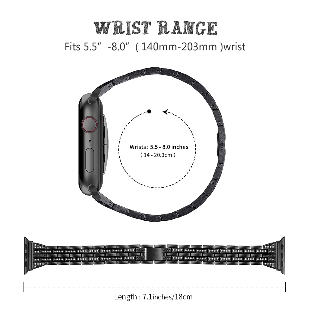 Women's Diamond Case + Strap For Apple Watch Band 45mm 41 44 40 38 42mm Metal Bracelet Protective Cover iWatch Series9 7 6 SE 8