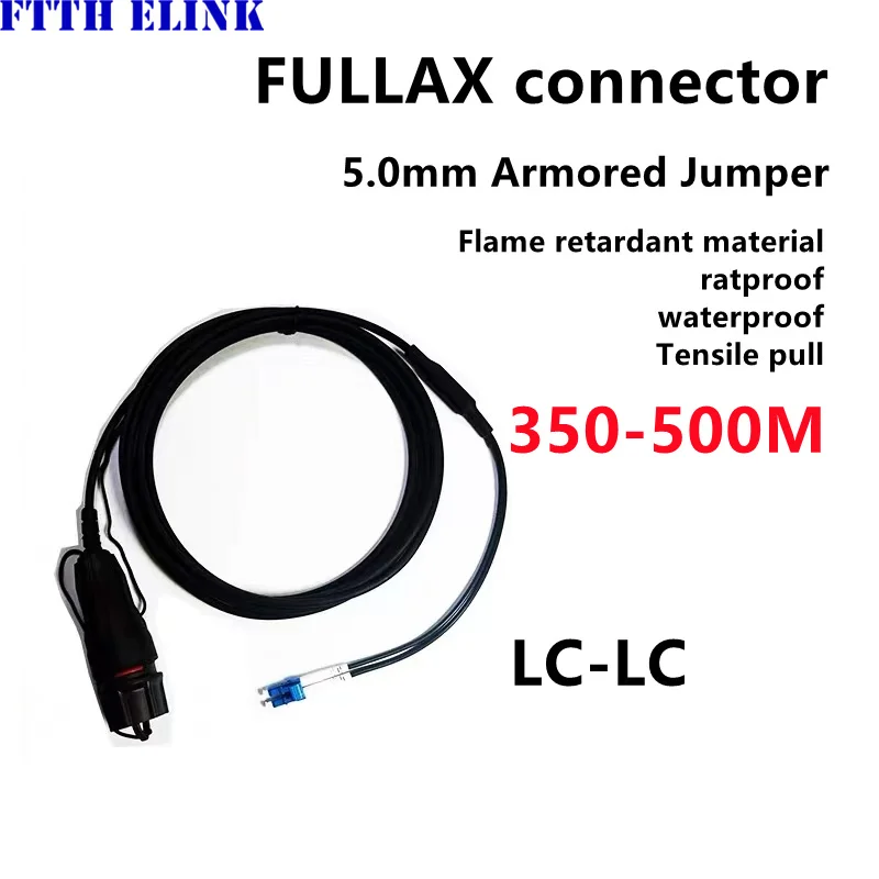 

2 cores Fullax armored jumper 350-500m SM LC to FC SC ST 5.0mm dual cores outdoor optical fiber patch cord Singlemode 400m 450m