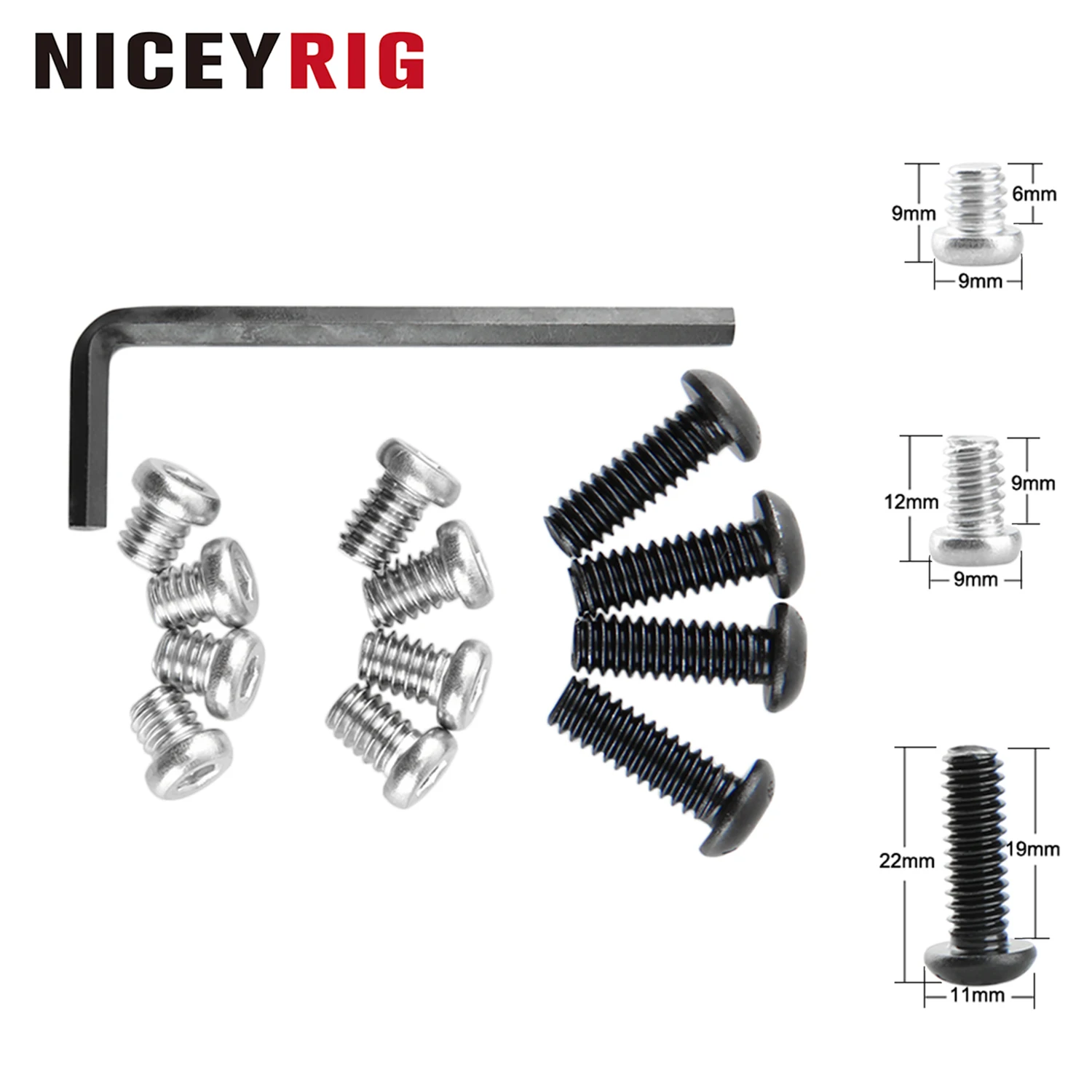 Niceyrig 1/4 Inch-20 Thread Hex Screw, Pack of 12