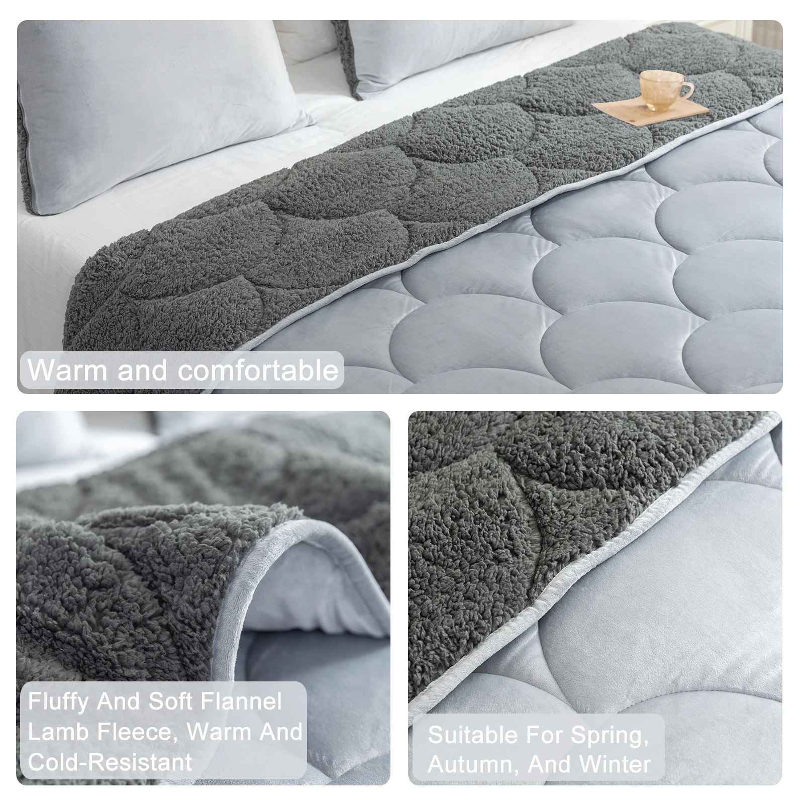 Sherpa Comforter Set , All Season Soft Warm Fleece Fall Blanket, Winter College Dorm Bedding Sets with  Pillow Sham