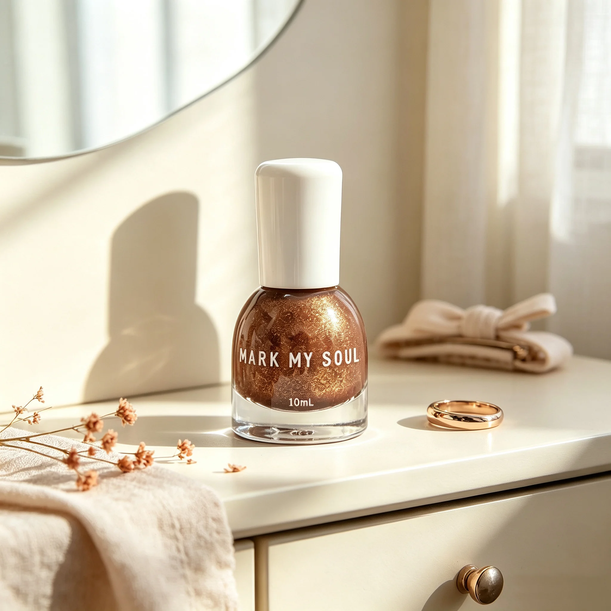 S169 10ml MARK MY SOUL Gilded Sand Brown Oil Based Nail Polish, Non Peelable