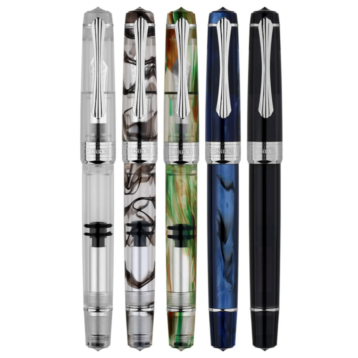 

PENBBS 556 поршневая авторучка с лезвием/круглым наконечником, впитывающая чернила, большая емкость, прозрачная акриловая подарочная ручка для делового письма