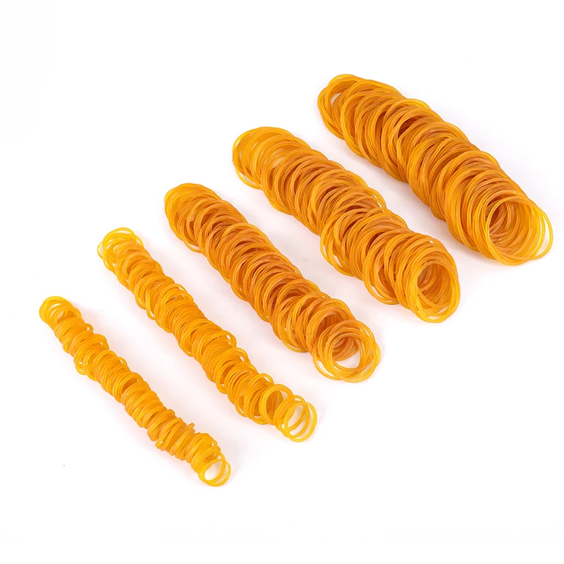 500 Pcs High Quality 10mm 15mm 20mm 32mm 40mm Yellow Color Rubber Bands Business School Supplies Stretchable Latex Rings