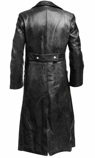 Blouson Formel Militaire Allemand en Cuir Noir, Trench Classique WW2